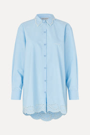 Stine Goya Long Sleeve Oversized Shirt Top Teapot Blue
