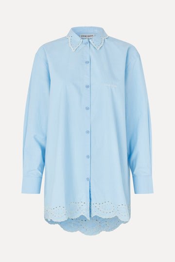 Stine Goya Long Sleeve Oversized Shirt Top Teapot Blue