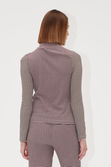 Stine Goya Long Sleeve Pleated Shoulder Top Top Pink/Black