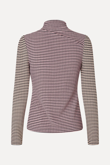 Stine Goya Long Sleeve Pleated Shoulder Top Top Pink/Black