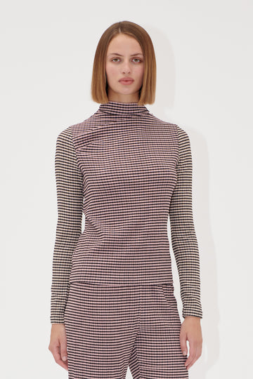 Stine Goya Long Sleeve Pleated Shoulder Top Top Pink/Black