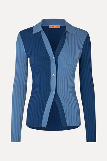 Stine Goya Long Sleeve Polo Knit Blue Jean