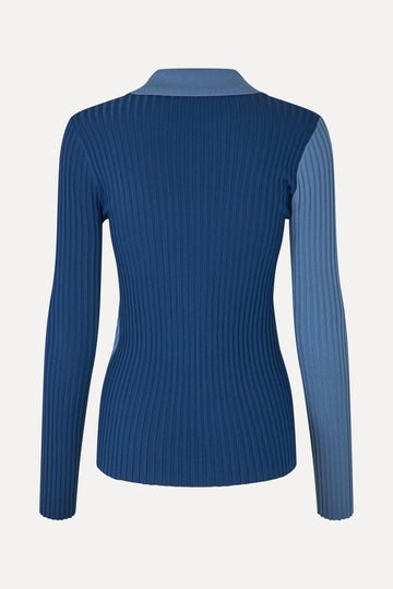 Stine Goya Long Sleeve Polo Knit Blue Jean