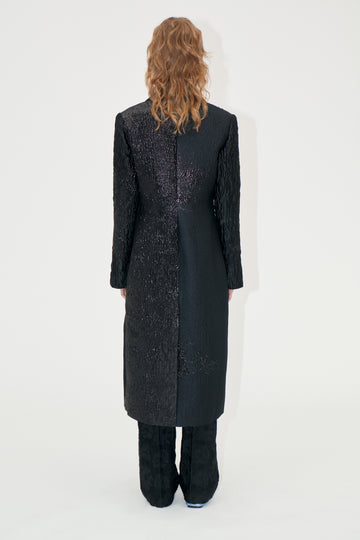 Stine Goya Long Sleeve Straight Coat Coat Black Impressionist Hue