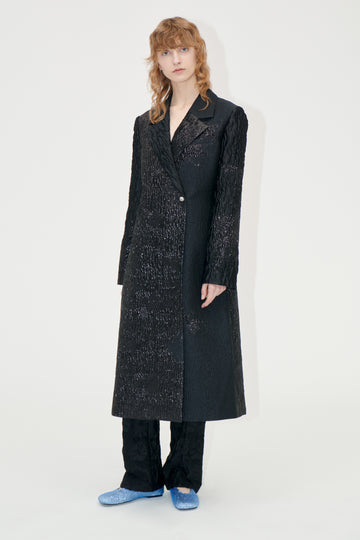 Stine Goya Long Sleeve Straight Coat Coat Black Impressionist Hue