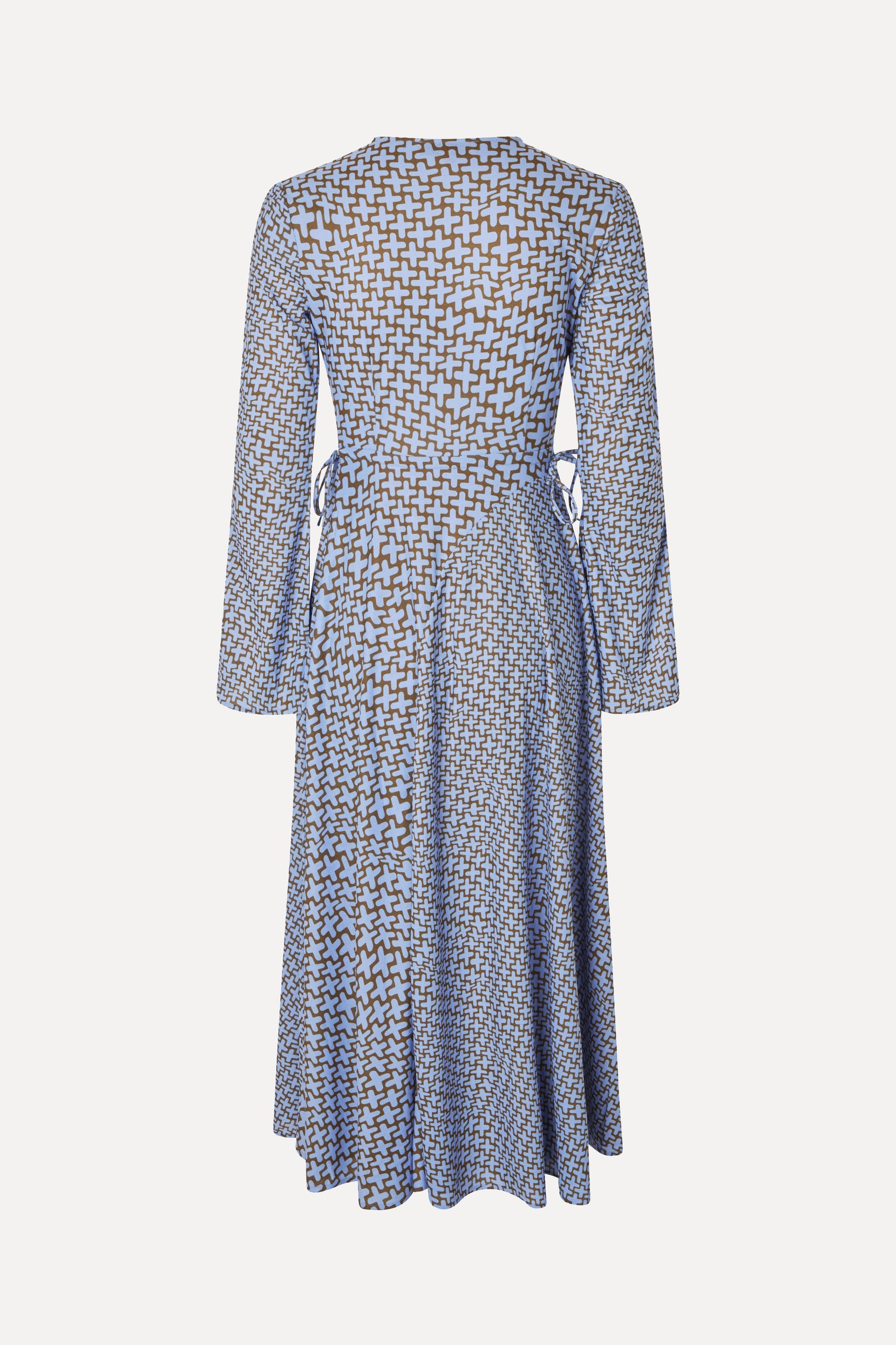 Wave Print Long Sleeve Tie Waist Dress main image 1