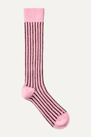 Stine Goya Long Socks Accessories Pink and Brown Stripes