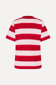 Stine Goya Loose T-Shirt Top Burgundy and Pink Stripes