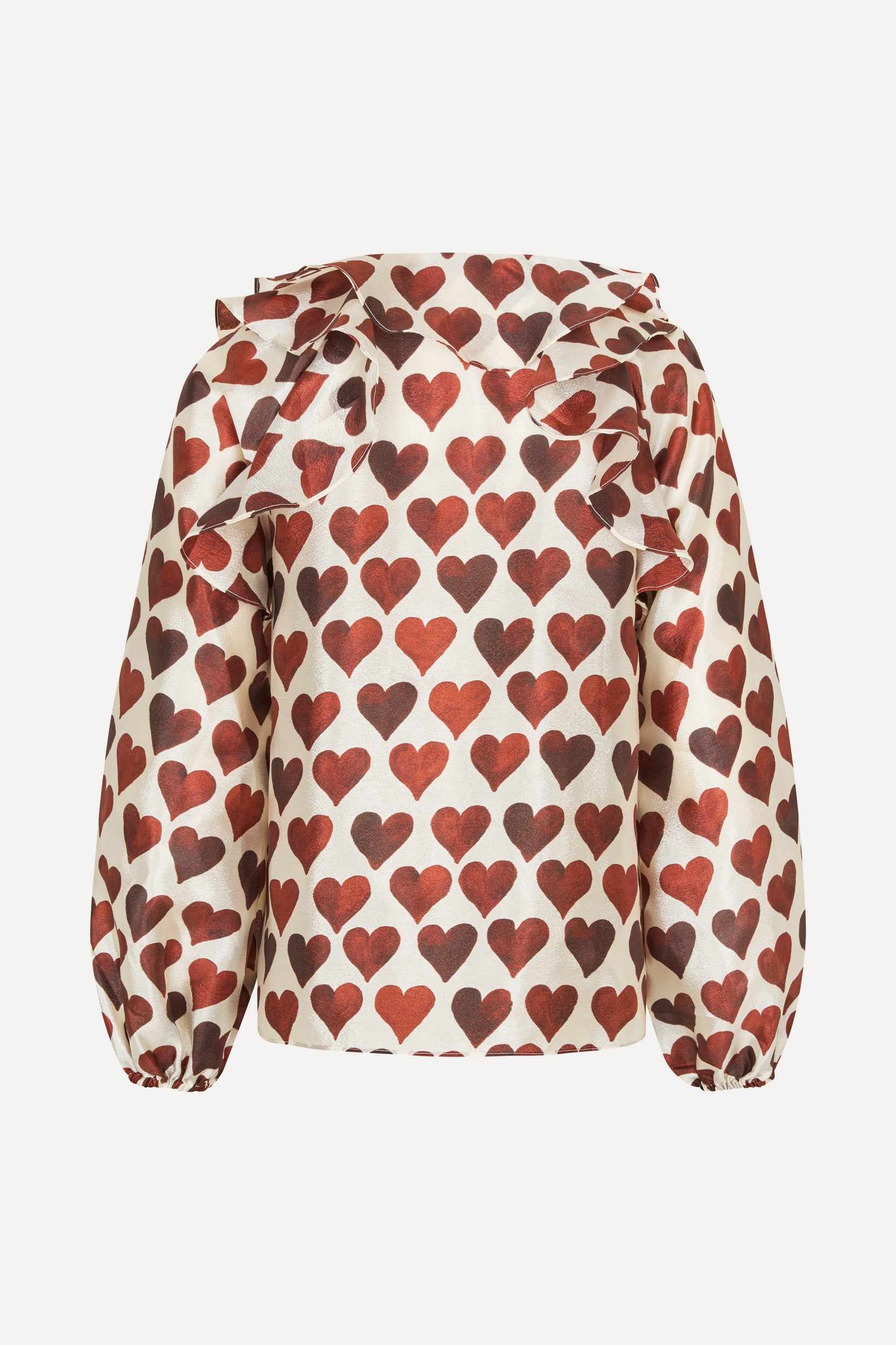 Multi Ruffle Raglan Top - Hearts - Stine Goya