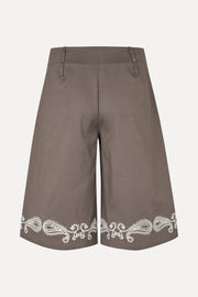 Stine Goya Pleated Eyelet Bermuda Shorts Cherries On A Paisley