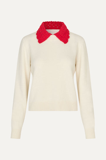 Stine Goya Polo Knit Knit Cream / Red