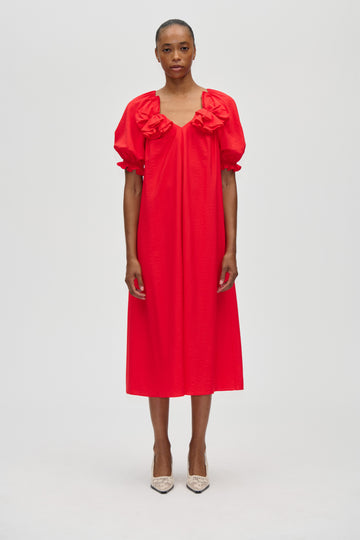 Stine Goya Puff Sleeve Detail Long Dress Dress Fiery Red