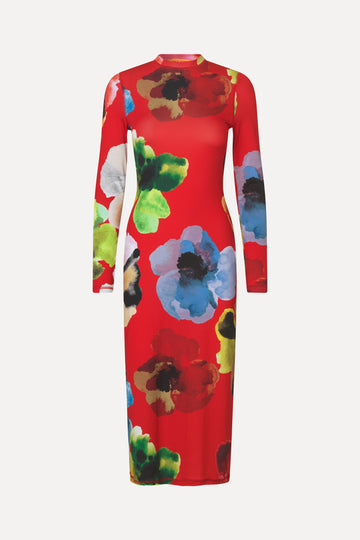 Stine Goya Pullover Long Sleeve Midi Dress Dress Bloom In Red