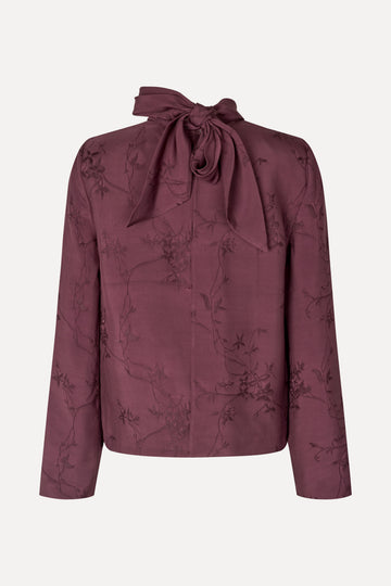 Stine Goya Relaxed Tie Neck Blouse Top Bordeaux