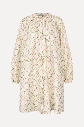 Stine Goya Ruffled Romantic Mini Dress Dress Sakura Check Pink
