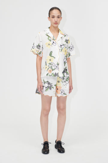 Stine Goya Scalloped Elasticated Waistband Shorts Shorts Wild Flowers Embroidery