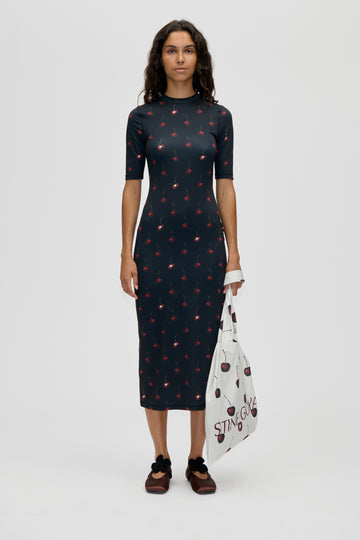 Stine Goya Short Sleeve Crewneck Midi Dress Dress Cherries