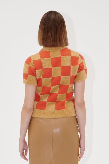 Stine Goya Short Sleeve Knit Polo Knit Mecca Orange / Curry