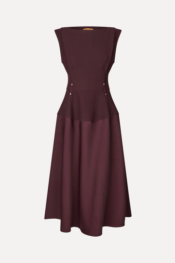 Stine Goya Sleeveless Boatneck Midi Dress Dress Aubergine