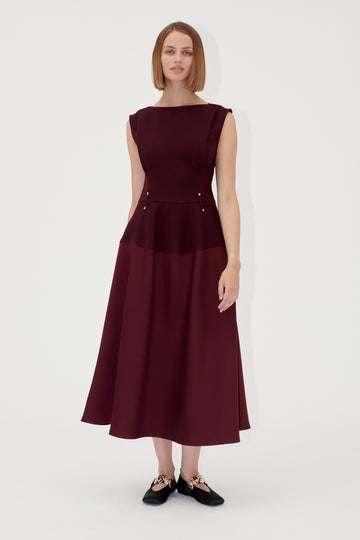 Stine Goya Sleeveless Boatneck Midi Dress Dress Aubergine