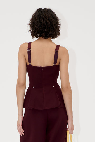 Stine Goya Sleeveless Fitted Waist Top Top Aubergine
