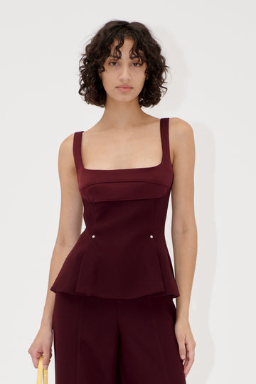 Stine Goya Sleeveless Fitted Waist Top Top Aubergine