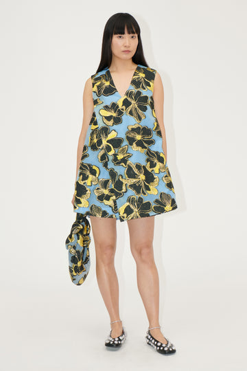 Stine Goya Sleeveless V-Neck Short Dress Dress Blue Anemone Jacquard