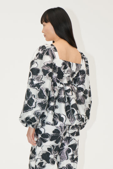 Stine Goya Square Neck Long Sleeve Top Top Anemone Jacquard