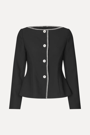 Stine Goya Square Neckline Tailored Jacket Jacket Black