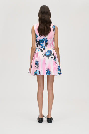 Stine Goya Statement Mini Dress Dress Blue Roses On Blush