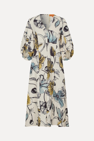 Stine Goya Three-Quarter Sleeve Midi Dress Dress Fine Line Poppies