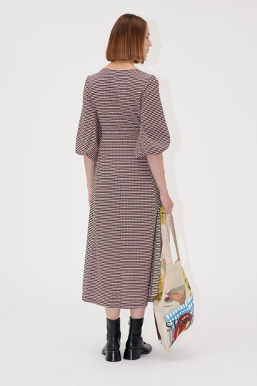 Stine Goya Three-Quarter Sleeve Midi Dress Dress Pink/Black
