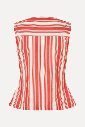 Stine Goya Tie Front Vest Top Scarlet Trot