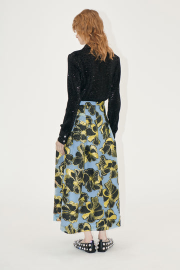 Stine Goya Voluminous Midi Skirt Skirt Blue Anemone Jacquard