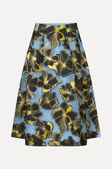 Stine Goya Voluminous Midi Skirt Skirt Blue Anemone Jacquard