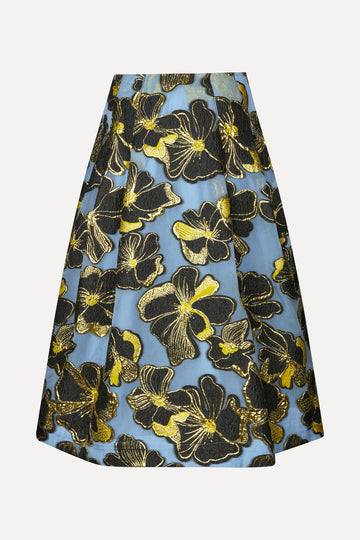 Stine Goya Voluminous Midi Skirt Skirt Blue Anemone Jacquard