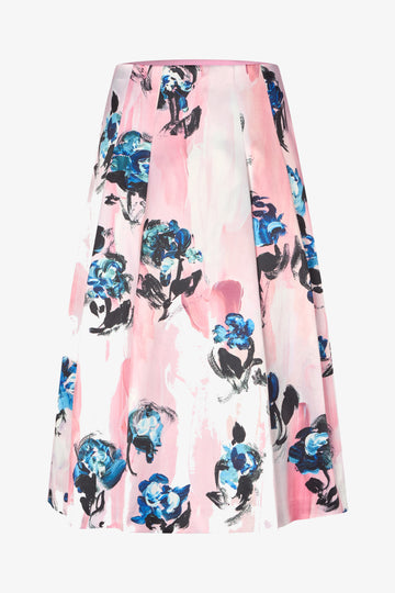 Stine Goya Voluminous Midi Skirt Skirt Blue Roses On Blush