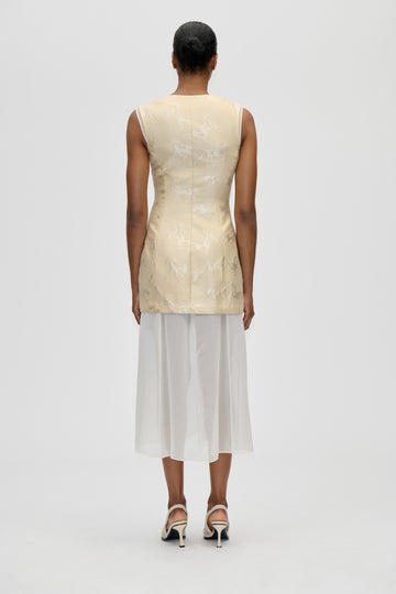 Stine Goya Waistcoat Tailored Midi Dress Dress Porcelain Cream