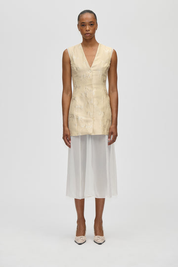 Stine Goya Waistcoat Tailored Midi Dress Dress Porcelain Cream